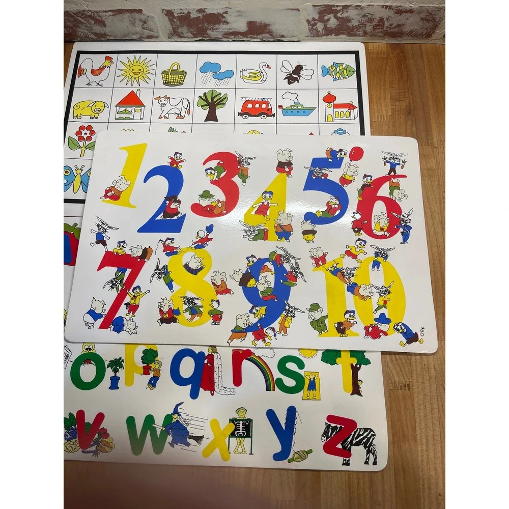 VTG Educational Learning PVC‎ Placemats Boards Alphabet Numbers Shapes Toddler